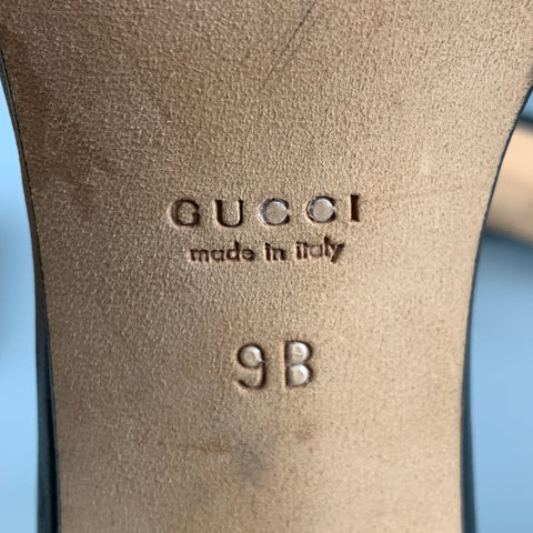 GUCCI Taille 9 Sandales à bride en cuir noir