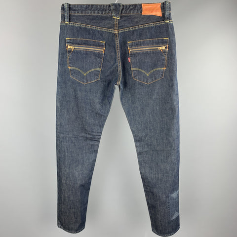 LEVI'S Size 32 Indigo Contrast Stitch Denim Zip Fly Jeans