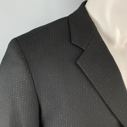 COMME des GARCONS HOMME PLUS Size L Black Metallic Spotted Stripe Wool Notch Lapel Sport Coat