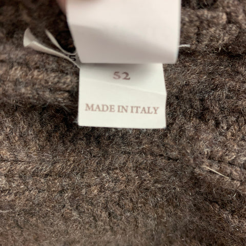 BRUNELLO CUCINELLI Size 42 Brown Cable Knit Cashmere Zip Up Jacket