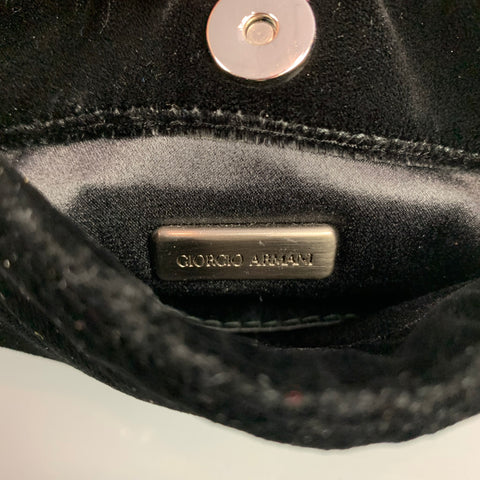 GIORGIO ARMANI Black Velvet Tassel & Crystal Strap Mini Bag
