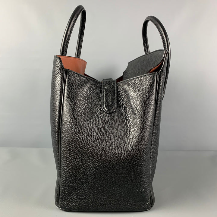 BALLY Black Pebble Grain Leather Top Handles Handbag