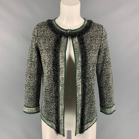M MISSONI Cárdigan de mezcla de acetato de punto verde y plateado talla 2