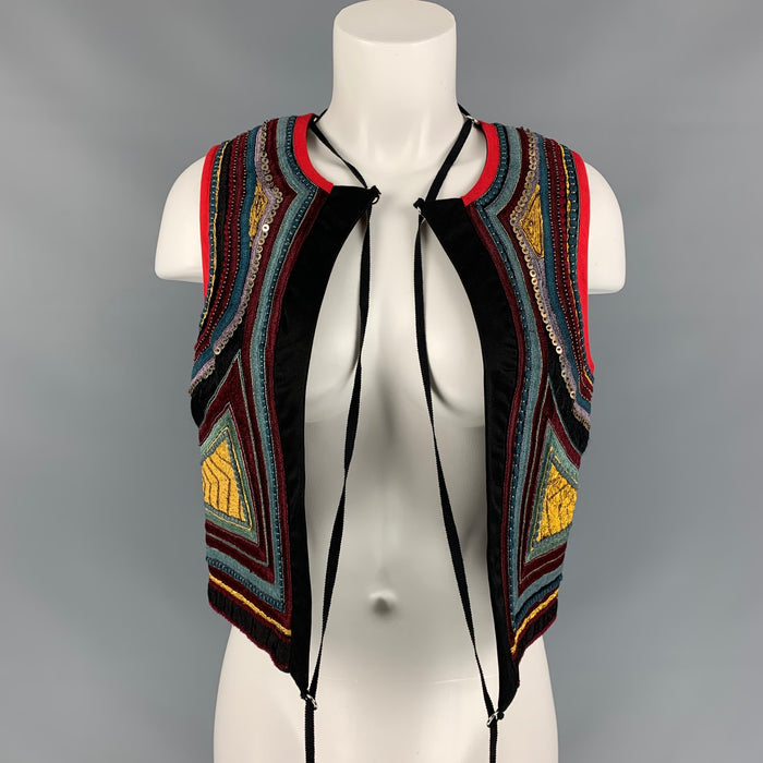 DRIES VAN NOTEN Size M Multi-Color Cotton Embroidered Cropped Vest