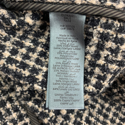 JOHN VARVATOS Limited Edition Size 42 Black Cream Checkered Single Breasted Coat