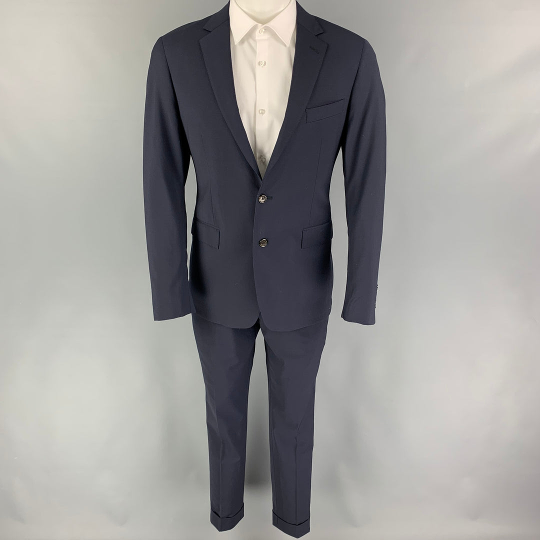 TODD SNYDER Size 40 Regular Navy Wool Lycra Notch Lapel Suit
