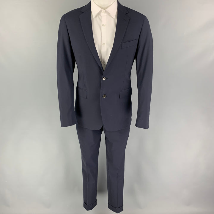 TODD SNYDER Size 40 Regular Navy Wool Lycra Notch Lapel Suit