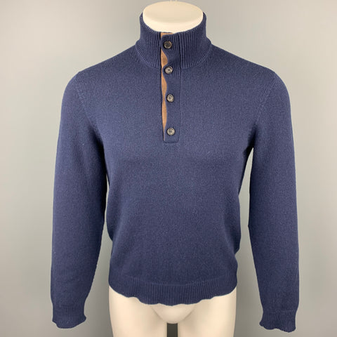 RALPH LAUREN Purple Label Size S Navy Cashmere Mock Turtleneck Pullover