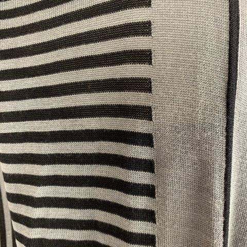 EMPORIO ARMANI Size S Grey Black Stripe Viscose / Silk Long Sleeve Pullover