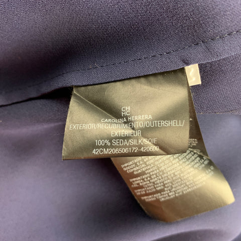 CAROLINA HERRERA Taille 4 Blouse asymétrique sans manches en soie marine