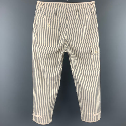 JUNYA WATANABE Size S Beige & Grey Vertical Stripe Cotton Casual Pants