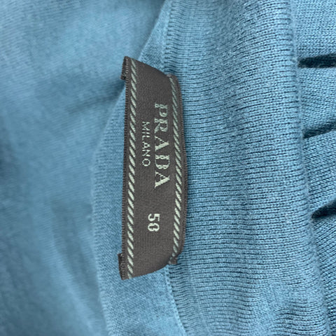 PRADA Size M Teal Knitted Wool Polo Pullover