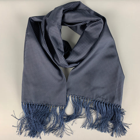 DANIEL HANSON Navy Blue Dots Silk Scarf