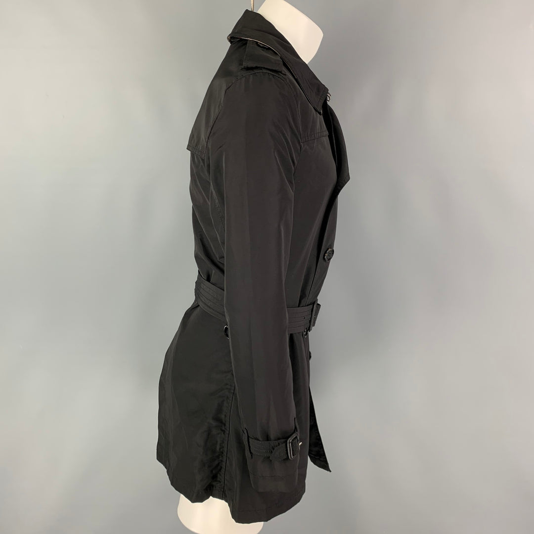 BURBERRY BRIT Size S Black Beige Nylon Trench Coat