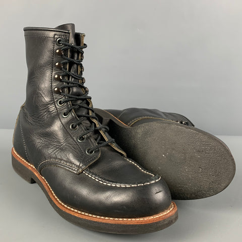 RED WING Taille 9 Bottes en cuir à surpiqûres noires noires