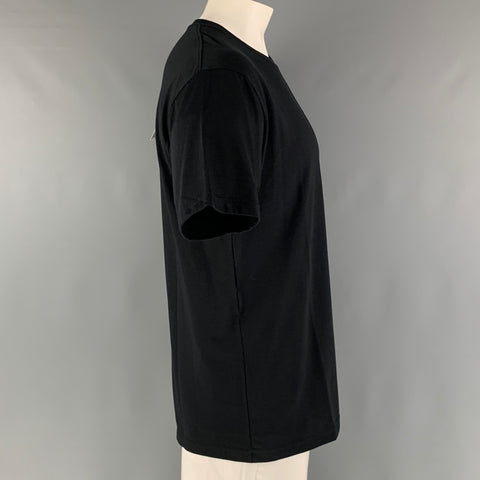GUCCI Size XS Black Gold Embroidery Cotton Crew-Neck T-shirt
