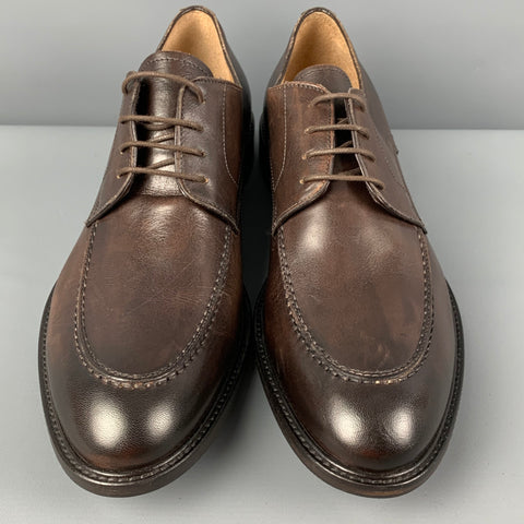BARNEYS NEW YORK Size 11 Brown Antique Leather Lace Up Shoes