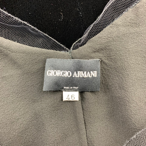 GIORGIO ARMANI Talla 10 Vestido recto de viscosa / seda de malla negra