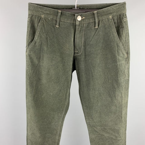 AGAVE Size 31 Forest Green Contrast Stitch Brushed Cotton Casual Pants