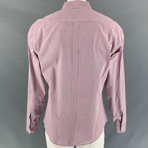 GUCCI Size XL Red & White Checkered Poplin Slim Fit Long Sleeve Shirt