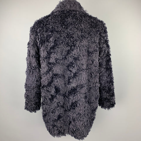 PAUL SMITH Size L Black Textured Mohair / Cotton Hook & Eye Closure Coat