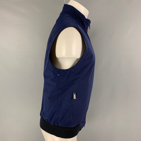 ERMENEGILDO ZEGNA Size M Blue Wool Polyester Reversible Vest