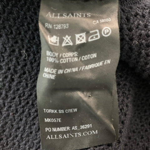 ALLSAINTS Size XS Black Mesh Cotton Crew-Neck T-shirt