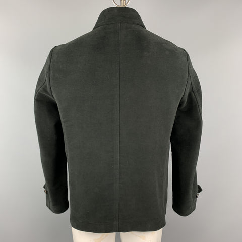 MAURO GRIFONI Size 40 Black Cotton Double Breasted Peacoat Jacket