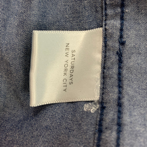 SATURDAYS NYC Size L Blue Cotton Long Sleeve Shirt