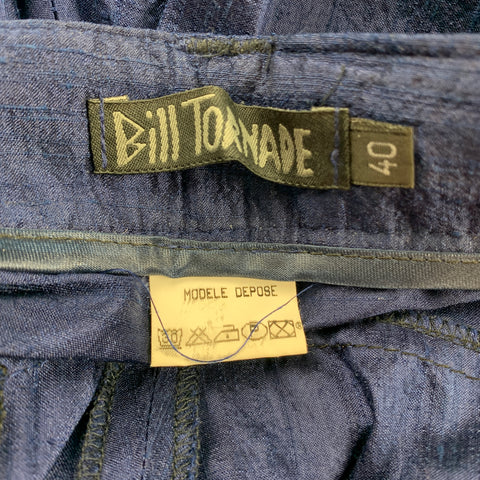 BILLTORNADE Size 32 Blue Textured Silk Zip Fly Casual Pants