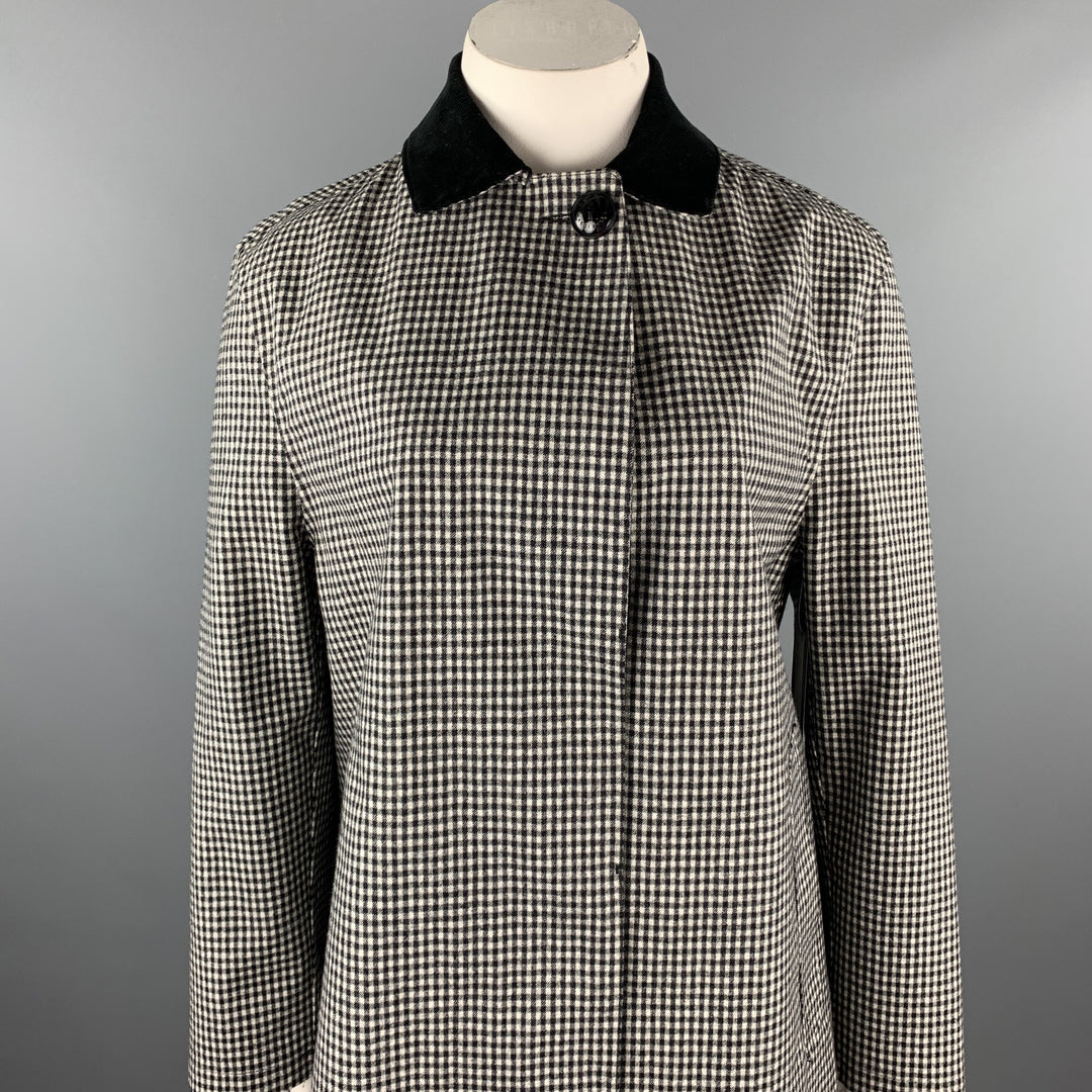 MACKINTOSH Size L Black & White Checkered Wool Coat