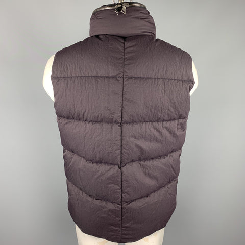 JOHN VARVATOS Size 44 Eggplant Quilted Polyamide Zip & Snaps Vest