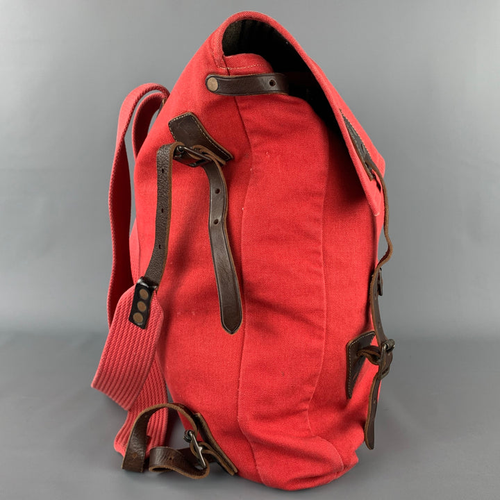 RRL by RALPH LAUREN Red Canvas Leather Trim Backpack