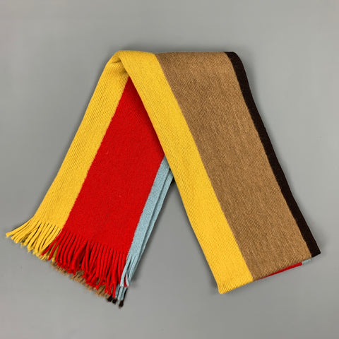 PAUL SMITH Knitted Size One Size Multi-Color Wool Fringe Scarf