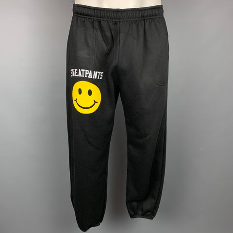 MARK McNAIRY Talla L Pantalones deportivos de algodón con estampado negro y amarillo