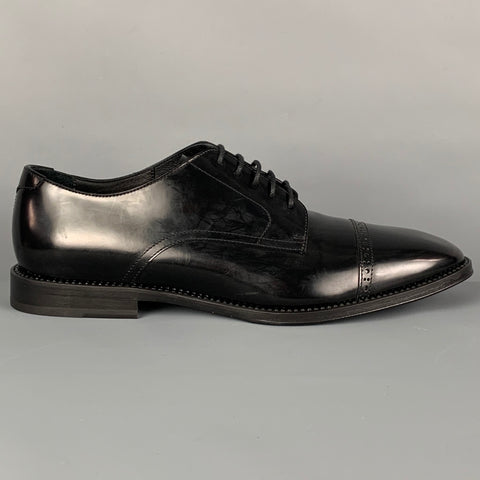 JIMMY CHOO Taille 8 Chaussures à lacets en cuir noir à bout renforcé