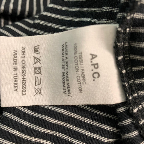 A.P.C. Size M Black & White Striped Cotton Short Sleeve T-shirt
