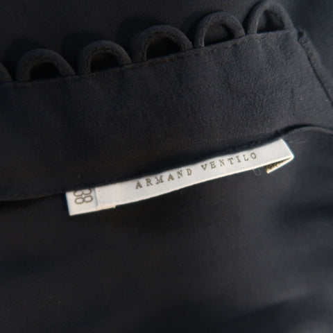 ARMAND VENTILO Taille 4 Robe longue en mousseline de soie marine col en V sans manches