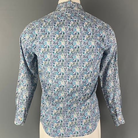 SCOTCH AND SODA Size S Blue White Floral Cotton Long Sleeve Shirt