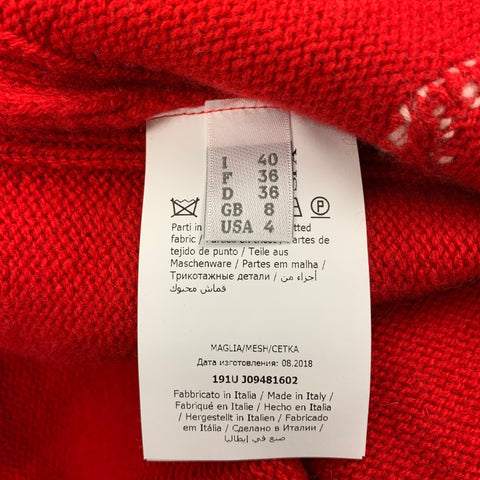 ALBERTA FERRETTI Size 4 Red White Virgin Wool Cashmere Sweater