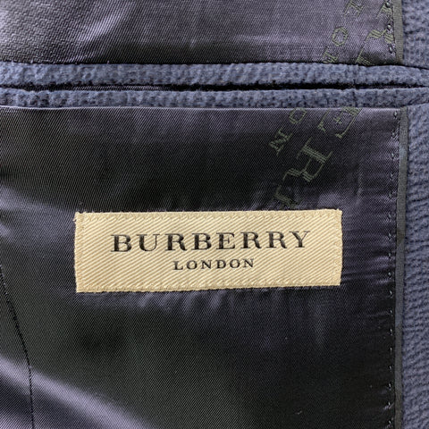BURBERRY LONDON Size 36 Navy Seersucker Cotton Notch Lapel Suit