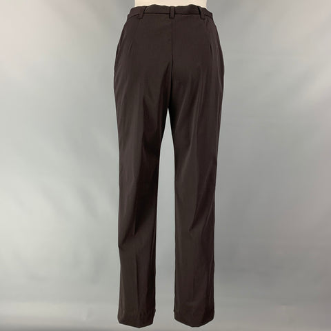 JIL SANDER Size 4 Brown Wool Blend Leather Strap Pants Suit