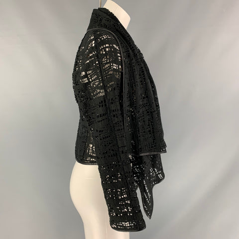 PORTS 1961 Chaqueta asimétrica de encaje negro talla 8