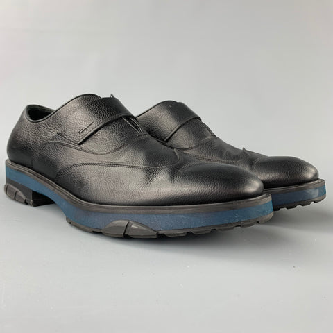 SALVATORE FERRAGAMO Size 12 Black Leather Monk Strap Loafers