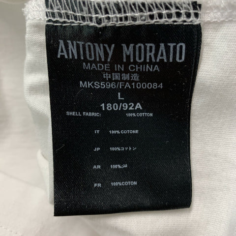 ANTHONY MORATO Taille L T-shirt demi-zippé en coton uni blanc et noir