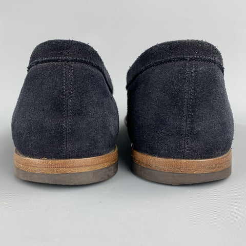 BALLY Size 7.5 Navy Suede Slip On Loafers