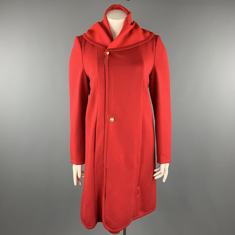 GIORGIO ARMANI Size 12 Red Round Collar Zip Button Coat