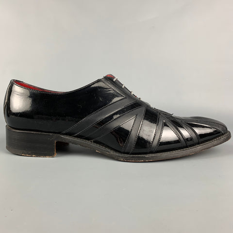 JEFFERY WEST Size 11.5 Black Patent Leather Lace Up Shoes