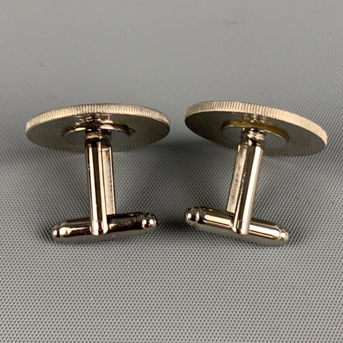 Boutons de manchette VINTAGE en métal argenté, pièce de monnaie en Franc français