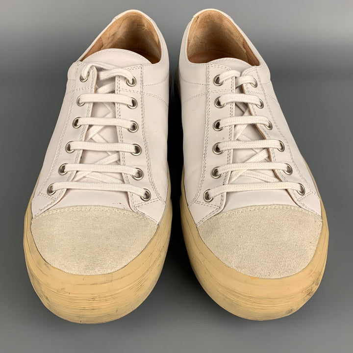 DRIES VAN NOTEN Size 9 White Leather Lace Up Sneakers